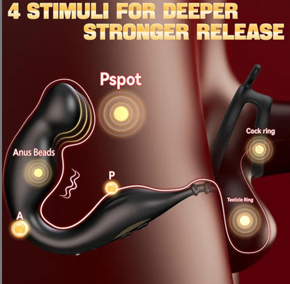 Prostate Massager Anal Sex Toys with Removable Cock Rings, 9 Wiggling & 9 Vibration Modes Vibrator Butt Plug, Remote Control Male Adult Toys Double-Ended Dildos – Intense P-Spot & Perineum Pleasure