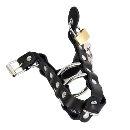Premium Faux-Leather Male Chastity Cage – Adjustable Locking Cage with Metal Rings & Padlock