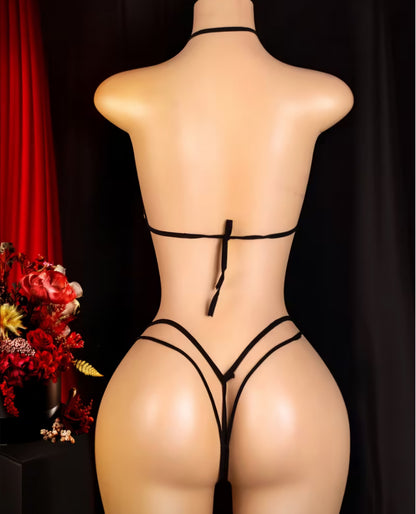 Wild & Unforgettable: Leopard Print Lace-Up Halter Bodysuit - One Size AMA