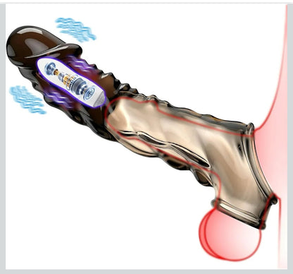 Vibrating Penis Sleeve - Vibrator Penis Enlarger Sex Toys for Men, Reusable Penis Ring, 3.6 inch Penis Sleeve Cock Ring Realistic Cock Sleeve Soft Penis Enlarger for Couples Male Vibrating Dildo