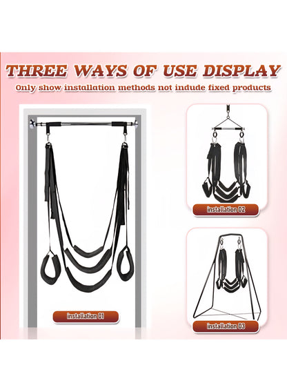 Sex Swing Adjustable BDSM Toys Sex Straps with Widened Comfortable Seat Adjustable Sex Furniture for Women's Pleasure BDSM Sex Toys Set for Adults (Black)