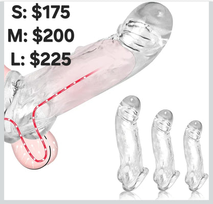 M Reusable Penis Sleeves Set - Silicone Penis Extender with Strap, Odorless Cock Sleeve for Enlargement, Delay Ejaculation & Enhanced Pleasure, Male Sex Toys (Sold Separately)