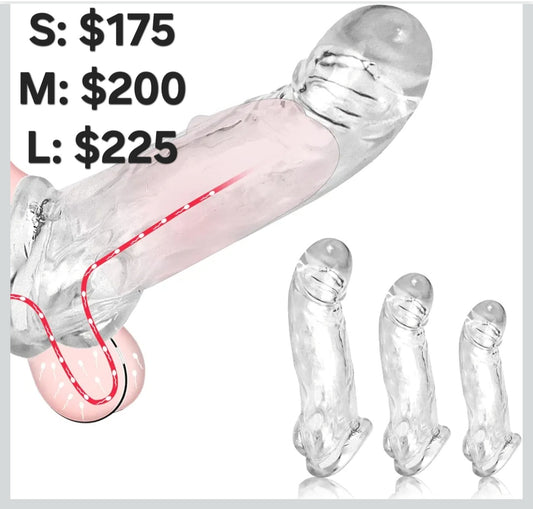 M Reusable Penis Sleeves Set - Silicone Penis Extender with Strap, Odorless Cock Sleeve for Enlargement, Delay Ejaculation & Enhanced Pleasure, Male Sex Toys (Sold Separately)