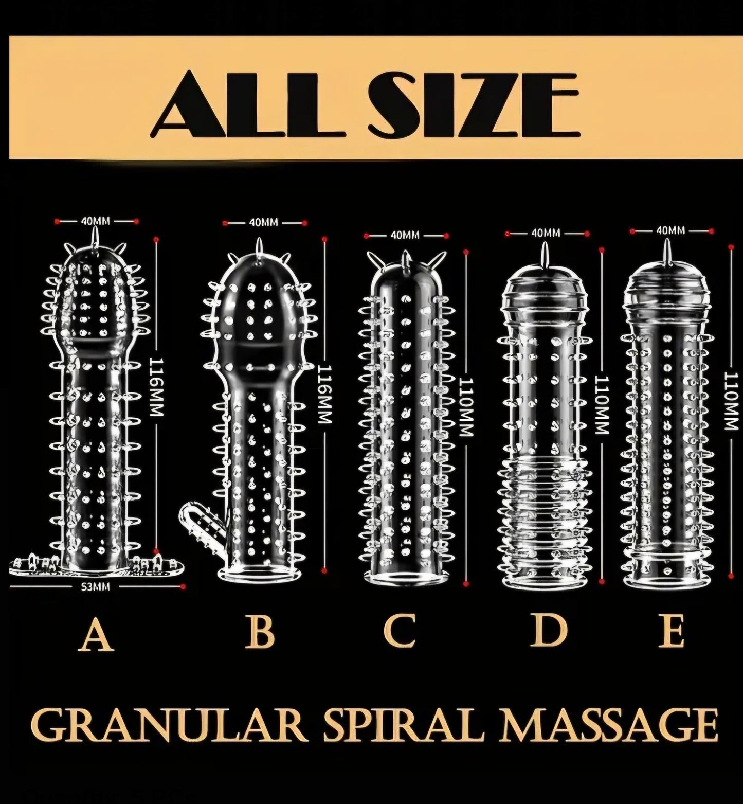 5-Pack Granular Spiral Reusable Condom Sleeve Set