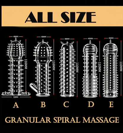 5-Pack Granular Spiral Reusable Condom Sleeve Set