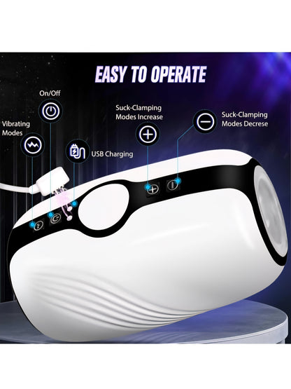 Automatic Male Masturbator Cup for Men, Open Ended Male Sex Toys for Penis Stroker with 3 Clamping Sucking & 7 Vibrating Modes, Pocket Pussy Penis Vibrator Male Blowjob Machine Adult Toys for Men