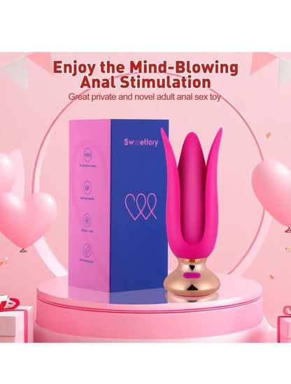Vibrating Butt Plug Sex Toys- Unique Stamens Anal Plug with 9 Modes, Silicone Big Butt Plugs with Remote, Pink Adult Vibrator for Men Women Vibrting Prostate Massager