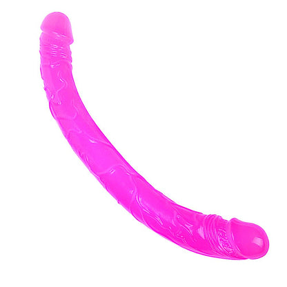 14.7-Inch Double-Ended Realistic Dildo - Extra Long Pink PVC Dong with Dual Glans and Veined Texture - 37.5cm