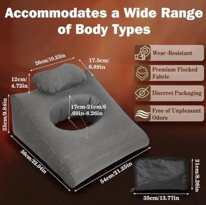 Inflatable Sex Pillow, Triangle Velvet Sex Wedge Cushion, Sex Toys for Adults, Fun Sex Bedroom Stuff for Couples with Eco-Friendly Inflation Bag, Fleshlight Pillow Sex Cushion for Men Women