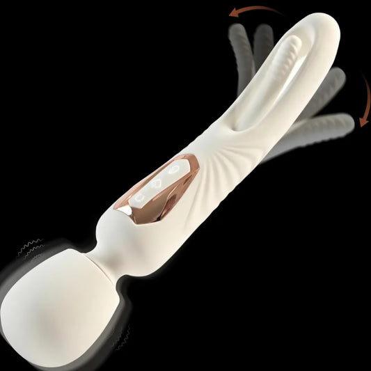 G Spot Vibrator Wand for Clitoral Stimulation, 360° Flexible Vibrating Massager with 10 Flapping & 7 Vibrating Modes, Double-Ended Wand for Clit Nipple Anal Vagina Stimulator, Adult Sex Toys for Women
