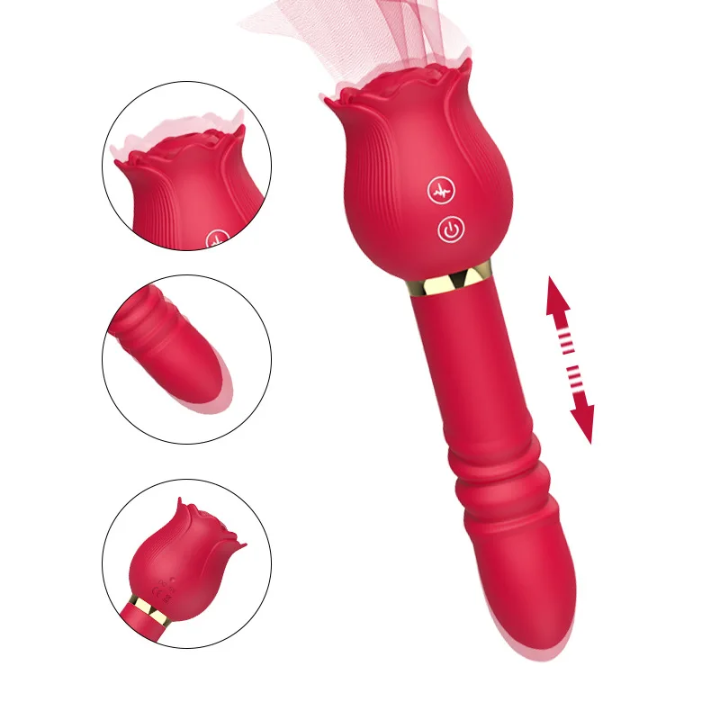 Luxurious Rose Sucking & Thrusting Vibrator for Clitoral & G-Spot Stimulation