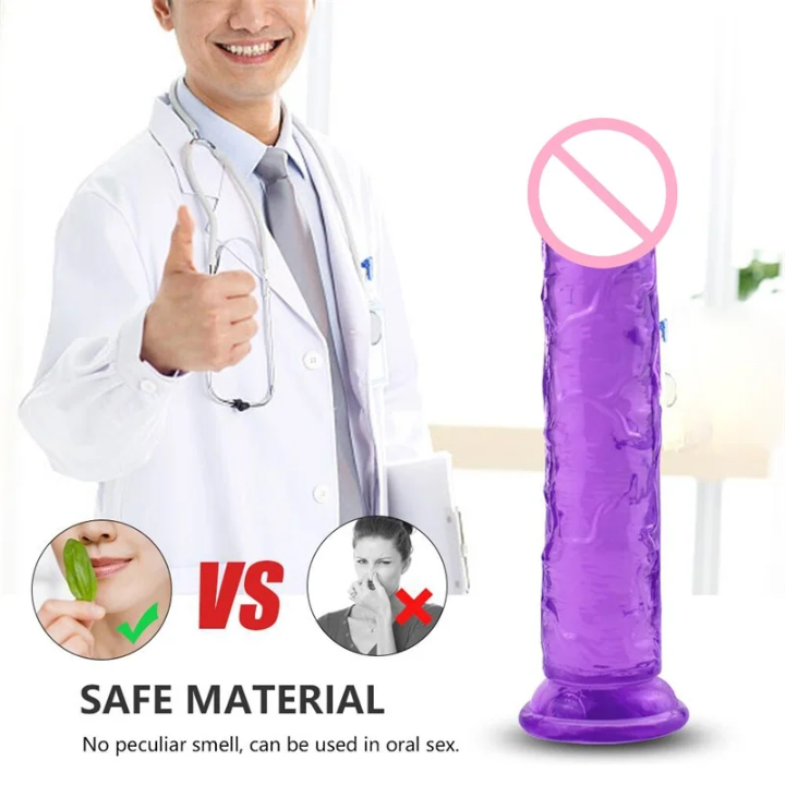 Textured Crystal Soft Silicone Dildo with Strong Suction Base – XS & XL Sizes Available