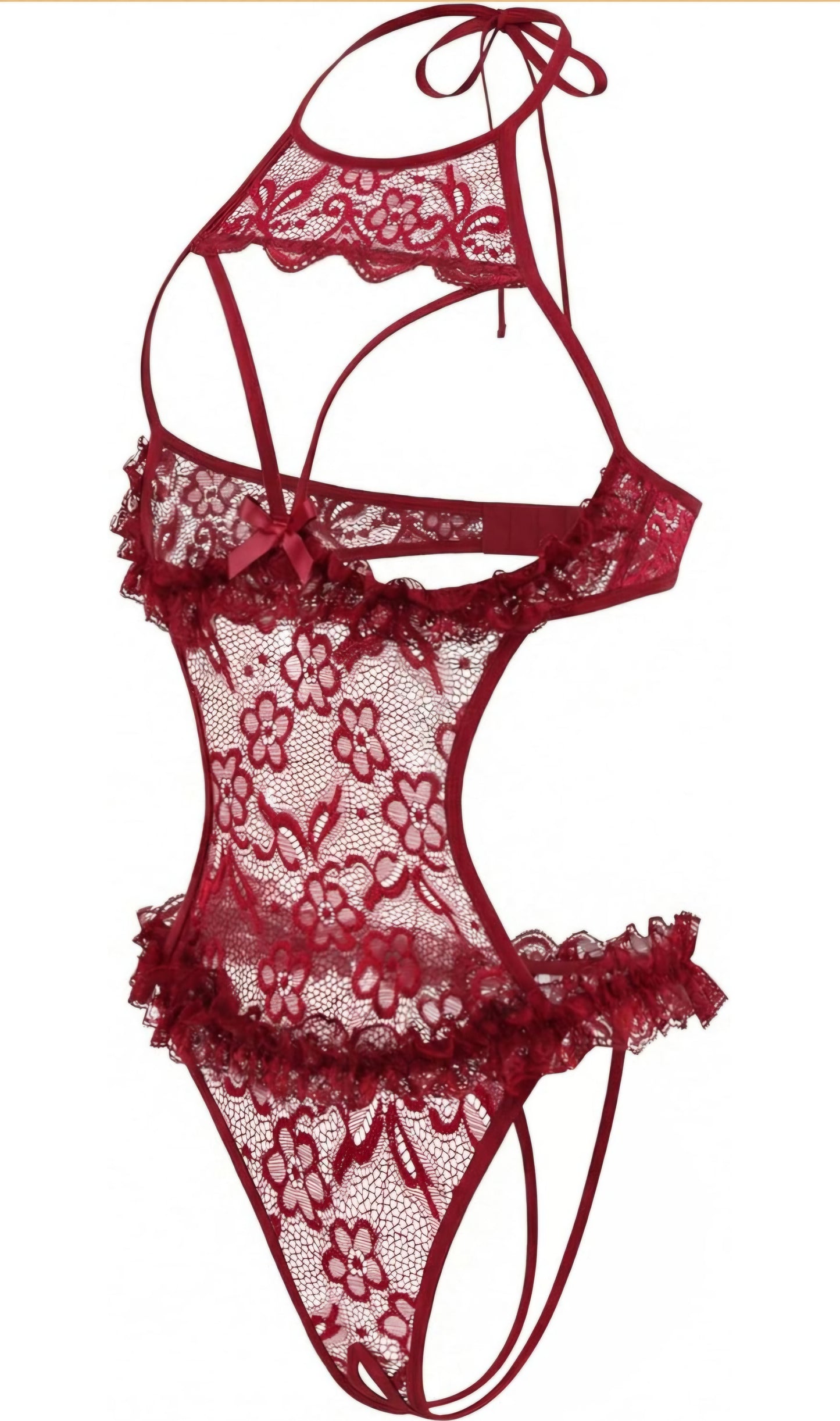 Avidlove Sexy Lingerie for Women Halter Neck One Piece Teddy Bodysuit Lace Mini Babydoll Sleepwear Size XL AMA
