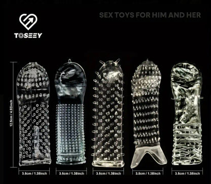 5 Piece Reusable Wolf Condom Sleeve