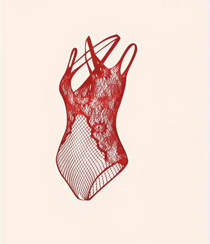 Red Hollow Design Erotic Bodysuit Lingerie ❤️‍🔥 - One Size