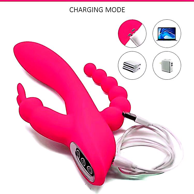 Triple Stimulation Rabbit Vibrator Sex Toys - Adult Women Pleasure Toys Female Clitoral Nipple Sex Toy with 7 Modes for G spot Anal Clit Vagina Stimulation