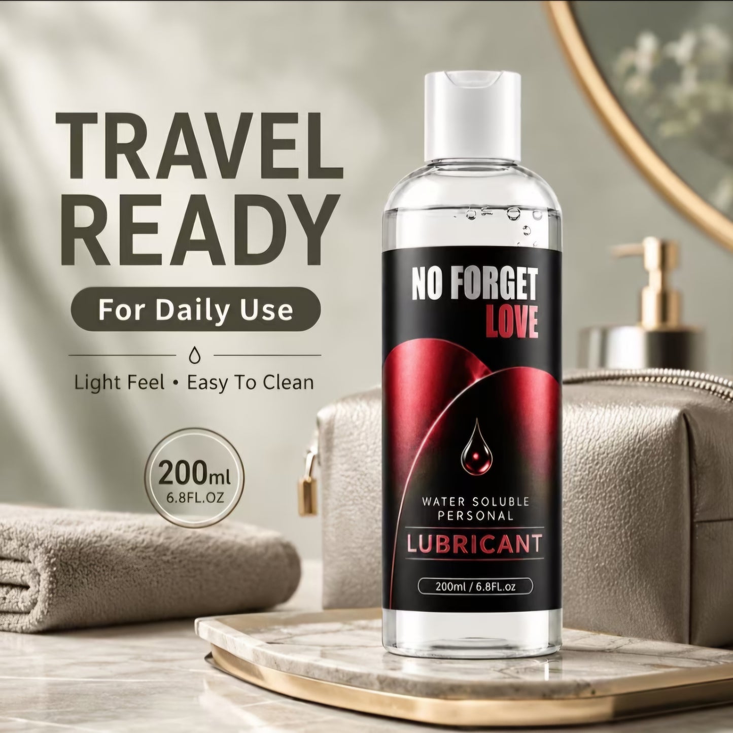 Water-Soluble Personal Lubricant | No Forget Love| Lube (200ml / 6.8 fl. oz) – Ultra-Smooth & Easy Clean-Up, Body Safe and Non Toxic