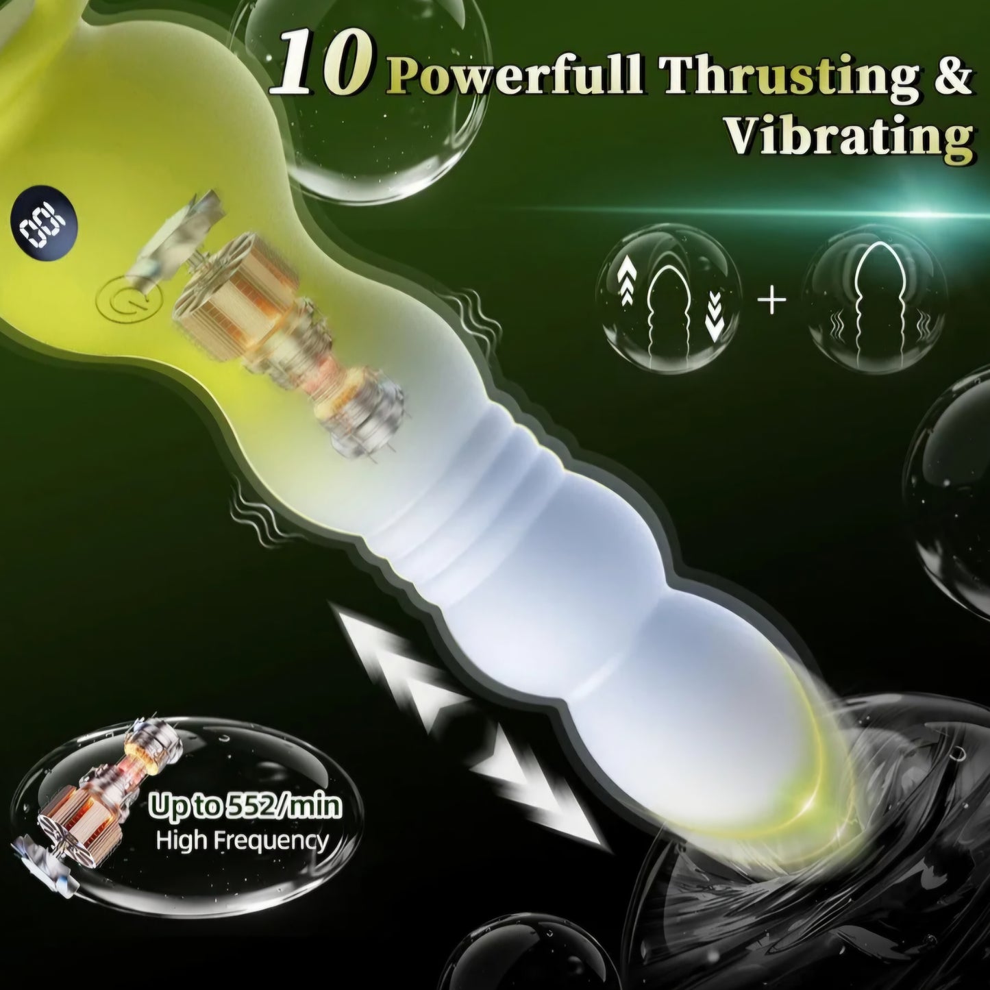 Thrusting Anal Plug Sex Toy for Men, Anal Vibrator Prostate Massager with 10 Thrusting & Vibration Modes, Remote Control Anal Beads with Pull Ring, G-Spot Vibrators for Men Women Couples