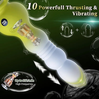 Thrusting Anal Plug Sex Toy for Men, Anal Vibrator Prostate Massager with 10 Thrusting & Vibration Modes, Remote Control Anal Beads with Pull Ring, G-Spot Vibrators for Men Women Couples