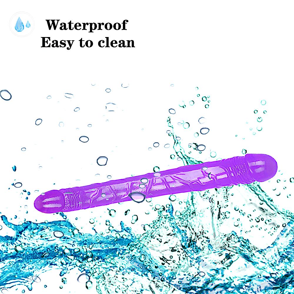 14.7-Inch Double-Ended Realistic Dildo - Extra Long Pink PVC Dong with Dual Glans and Veined Texture - 37.5cm