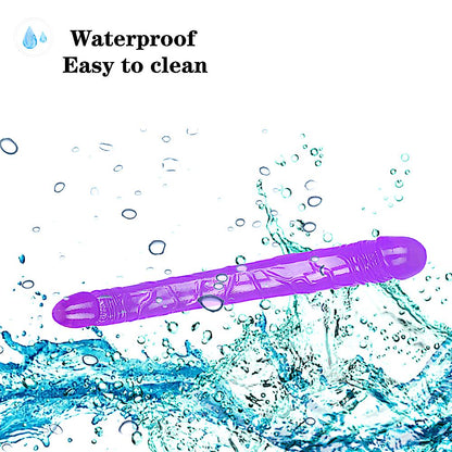 14.7-Inch Double-Ended Realistic Dildo - Extra Long Pink PVC Dong with Dual Glans and Veined Texture - 37.5cm