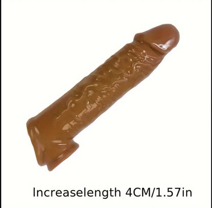 6.7" Reusable Silicone Penis Sleeve – 1.6" Length Extension & Textured Girth Enhancer