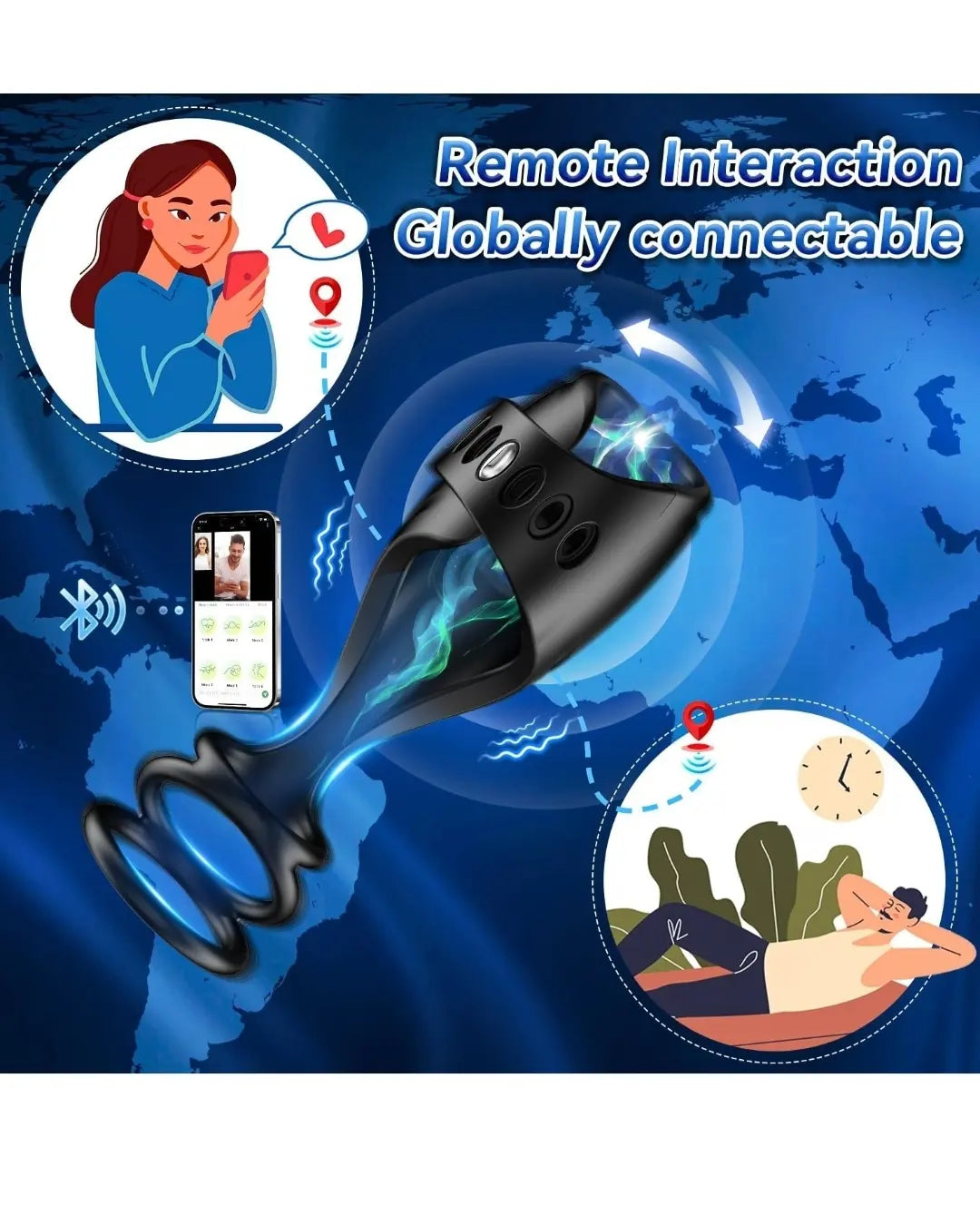 Male Sex Toys for Mens Vibrators - Penis Vibrator Trainer Stimulator Male Masturbators Stroker Toys with Penis Rings, APP Remote Control Vibrator Adult Sex Toys & Games for Men Masturbation(Black)