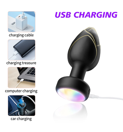 Premium Remote-Control Vibrating Plug with Colorful LED Light Base (Available June 13th)
