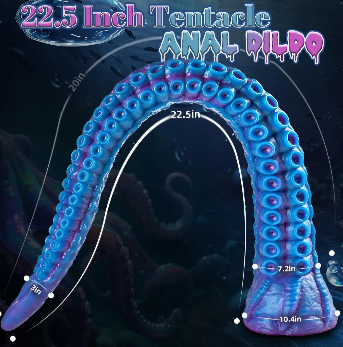 XL Tentacle Dildo Anal Sex Toys - 22.5'' Monster Long Anal Dildos for G Spot & P Spot Stimulation, Silicone Octopus Dildo Fantasy Dildos Anal Butt Plug Prostate Massager Adult Sex Toy for Men & Women FL LB