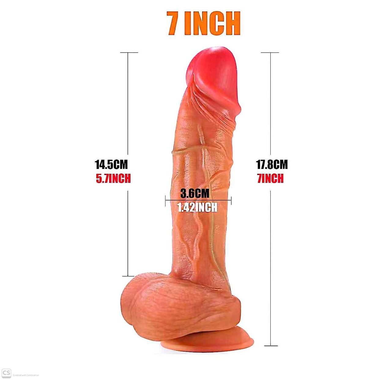 7-Inch Realistic Silicone Dildo with Suction Cup Base