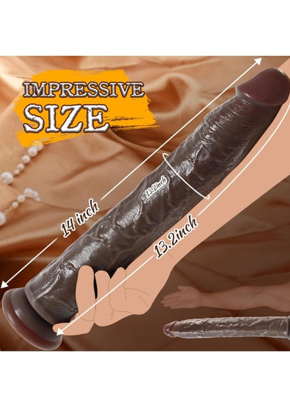 14 Inch Realistic Long Dildo, XXXL Huge BBC Big Black Dildo Giant Thick Dildos with Small Glans, G-spot Stimulate Prostate Massager Anal Butt Plug Sex Toys for Men/Women/Couples with Suction Cup