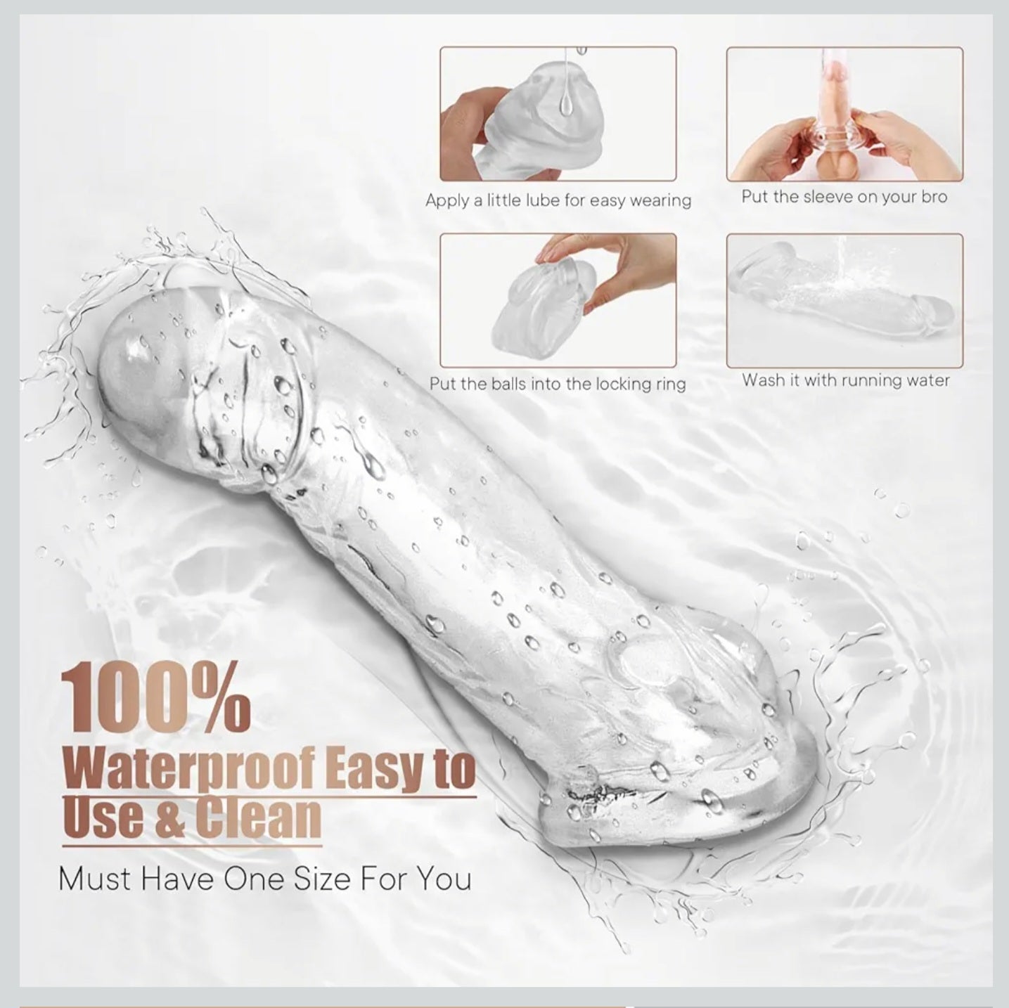 M Reusable Penis Sleeves Set - Silicone Penis Extender with Strap, Odorless Cock Sleeve for Enlargement, Delay Ejaculation & Enhanced Pleasure, Male Sex Toys (Sold Separately)