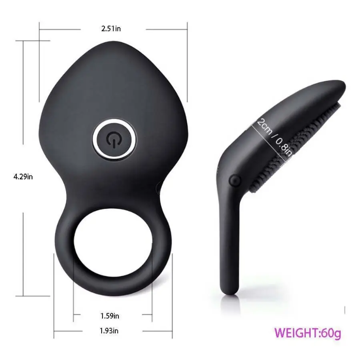 Textured Silicone Vibrating Cock Ring with Clitoral Massager Brush
