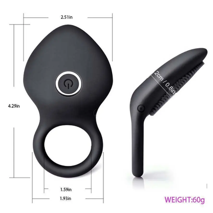 Textured Silicone Vibrating Cock Ring with Clitoral Massager Brush