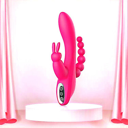 Triple Stimulation Rabbit Vibrator Sex Toys - Adult Women Pleasure Toys Female Clitoral Nipple Sex Toy with 7 Modes for G spot Anal Clit Vagina Stimulation