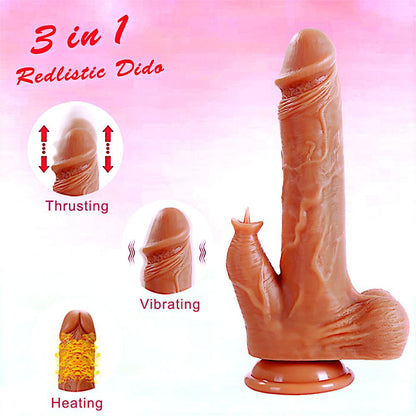 Ultimate 3-in-1 Realistic Telescopic Dildo | Heating, Vibrating & Thrusting