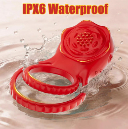 Vibrating Cock Ring Penis Sleeve with Rose Sex Toys, APP Control Penis Ring Vibrator Couples Adult Sex Toys for Men Women, 9 Vibrations Clitoris Vibrator AMA