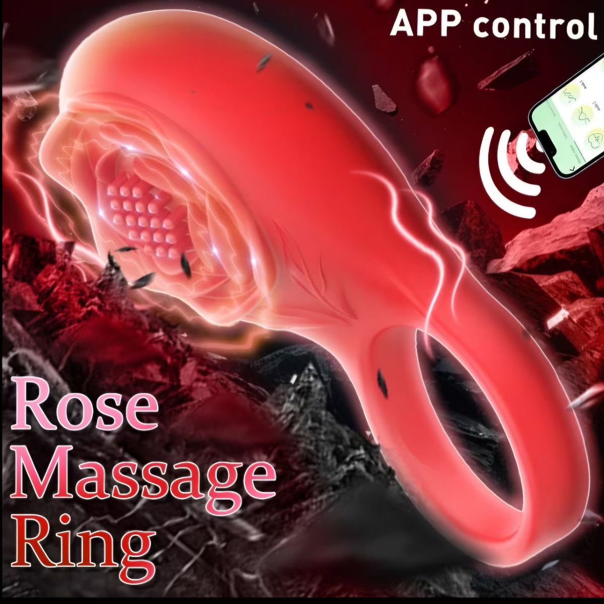 App-Controlled Rose Vibrating Ring – Dual Stimulation Cock Ring & Clitoral Stimulator for Couples
