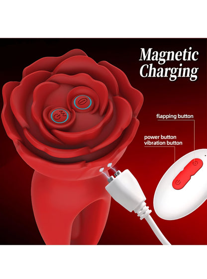 Rose Sex Toys Flapping Anal Vibrators Prostate Massager, Vibrating Anal Plug with 10 Flapping & Vibration Modes, Remote Control G-spot Anal Toys Butt Plug Adult Sex Toys for Women Men Couple
