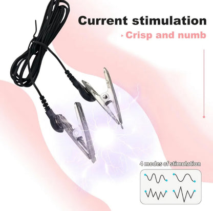 Electric Shock Nipple Clip Chain, Nipple Clamps, Adjustable BDSM Nipple Clamps for Exciting Sexual Pleasure （Requires Two AAA Batteries Installed）