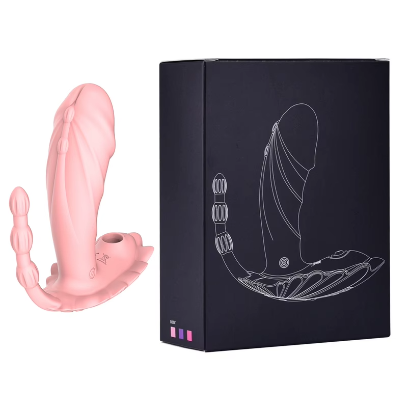 Ergonomic Silicone Dual-Stimulation Massager, Panty Vibrator, Wearable, G-Spot, Anal, Clit Sucking, with Wireless Remote Control