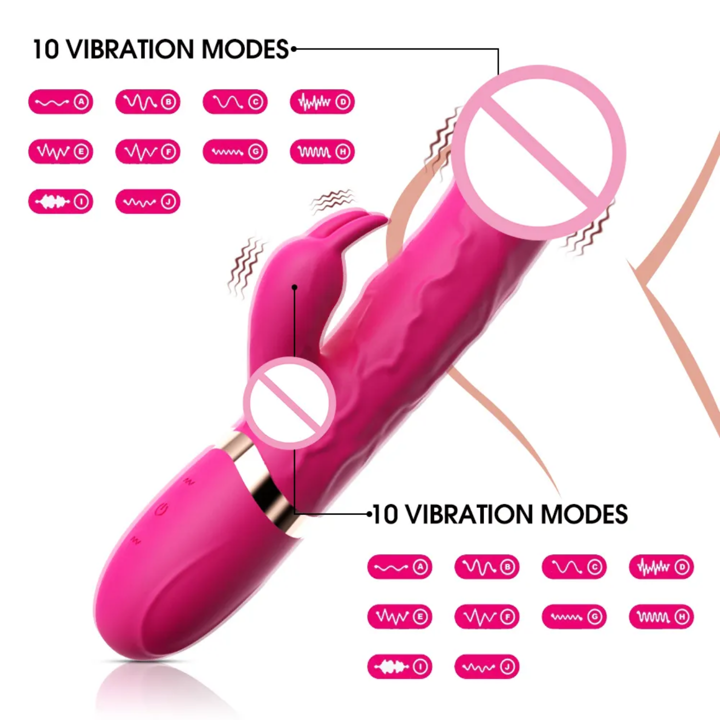 Kaos Stimulation 8.6 Inch Rabbit Vibrator with Dildo Shape and Realistic Contour