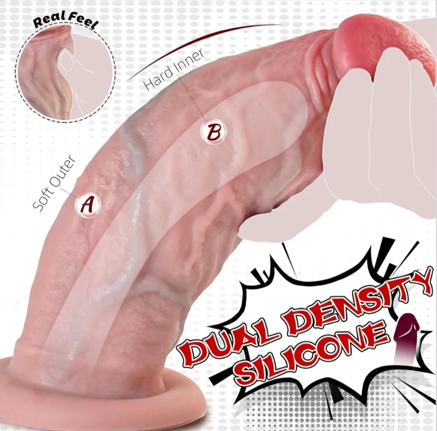 2.5IN Diameter Huge Thick Dildo No Balls, 7.5in Realistic Curved Silicone Big Dildo with Strong Suction Cup for Hands-Free Play, Girthy G-spot Anal Dildos Adult Sex Toys for Women Men Couples