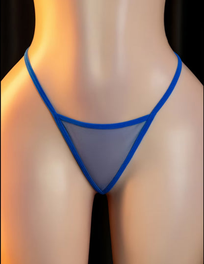 Midnight Allure Sheer Lace Camisole Dress & Thong Lingerie Set – Royal Blue - One Size AMA