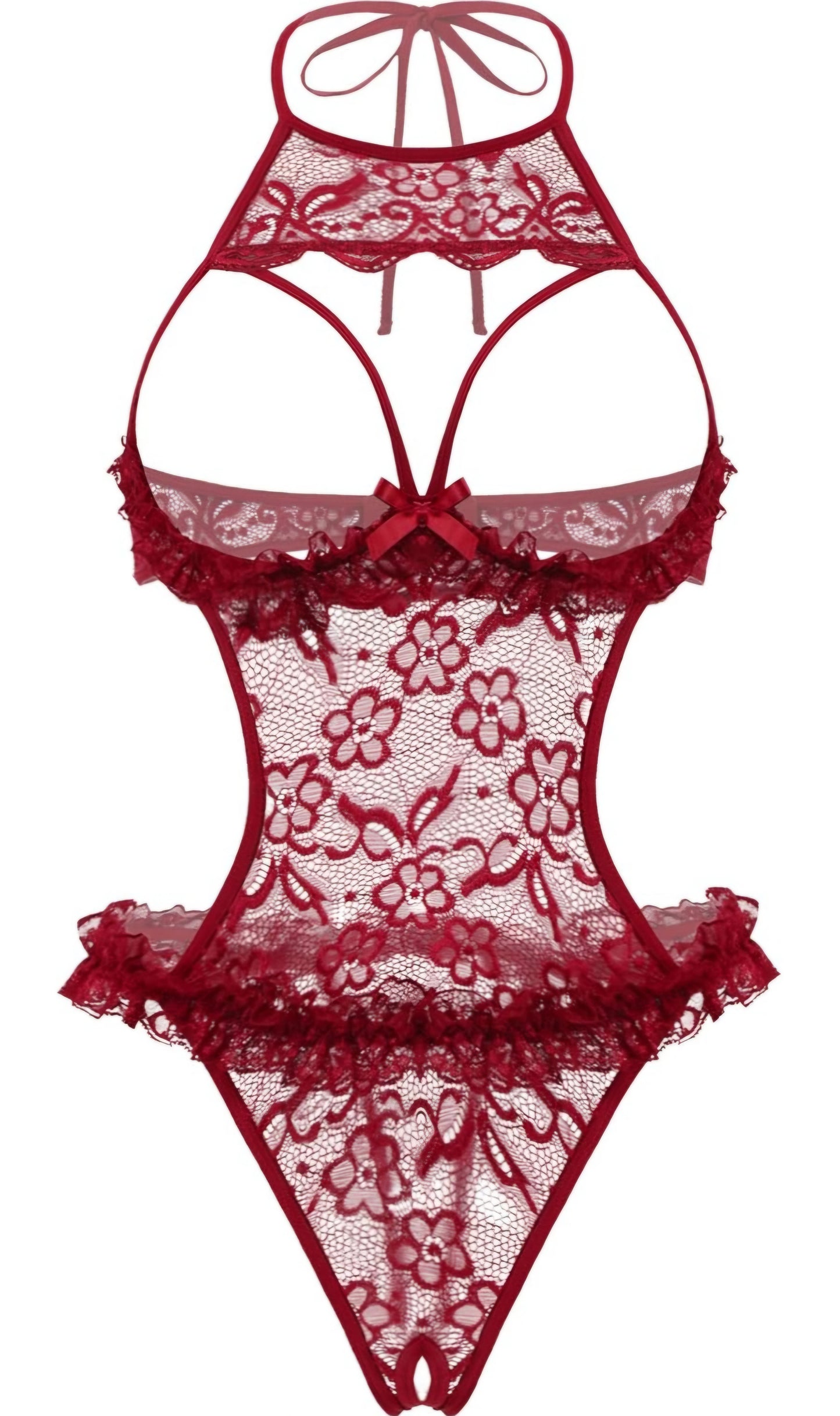 Avidlove Sexy Lingerie for Women Halter Neck One Piece Teddy Bodysuit Lace Mini Babydoll Sleepwear Size XL AMA