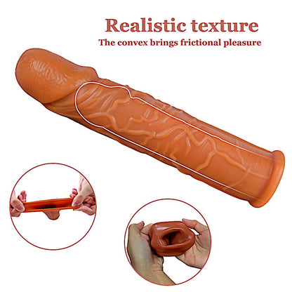 7 Inch Elite Textured Ultra-Elastic Penis Extension Sleeve
