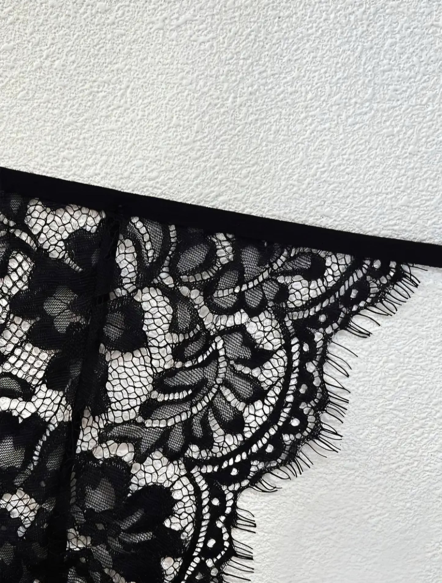 🖤 Flirtatious 3-Piece Black Eyelash Lace Lingerie Set - Size L 🖤