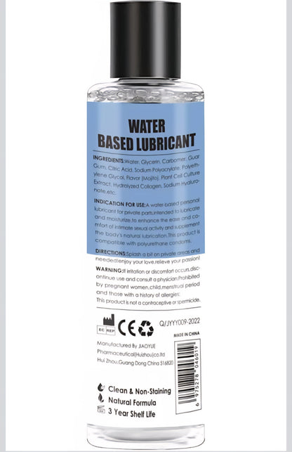 Water-Based Mojito Flavored Lubricant Personal Lube for Men, Women, and Couples, Massage Gel PH Balanced Massage Oil with Non-Sticky Natural Travel Sized Lube - 6.8 Fl Oz