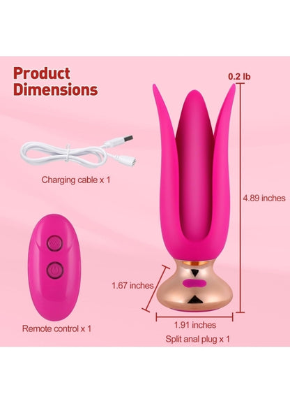 Vibrating Butt Plug Sex Toys- Unique Stamens Anal Plug with 9 Modes, Silicone Big Butt Plugs with Remote, Pink Adult Vibrator for Men Women Vibrting Prostate Massager