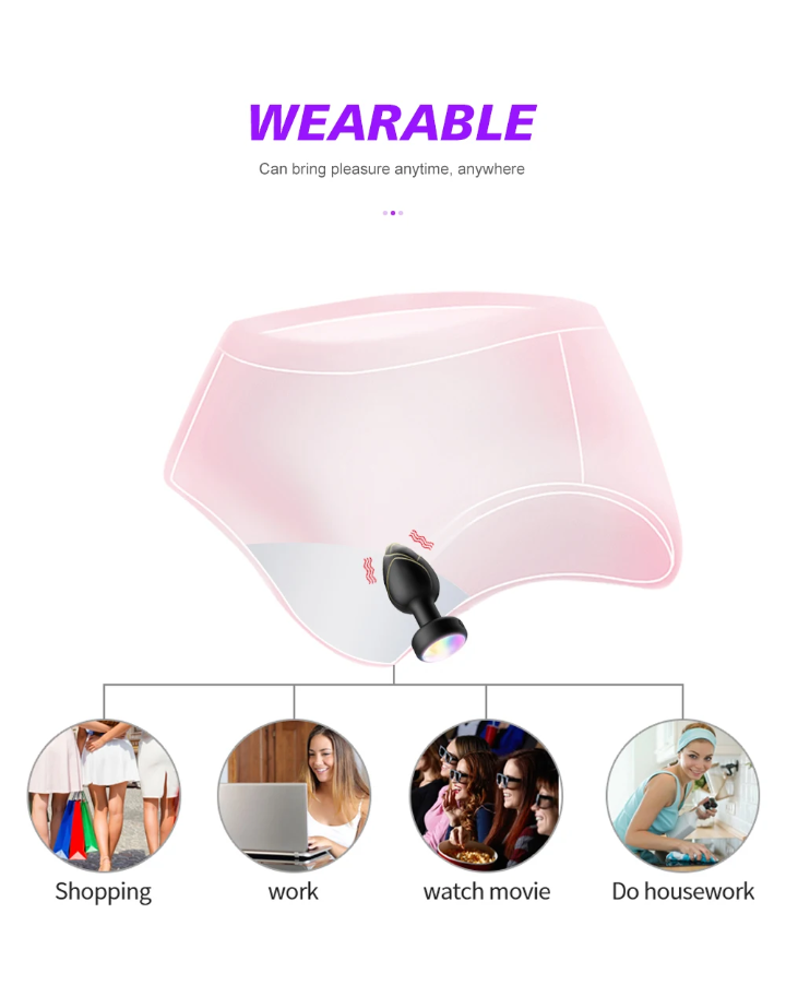 Premium Remote-Control Vibrating Plug with Colorful LED Light Base (Available June 13th)